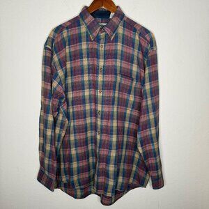 VTG 90's Halifax‎ Outfitters button down plaid Shirt Sz XL